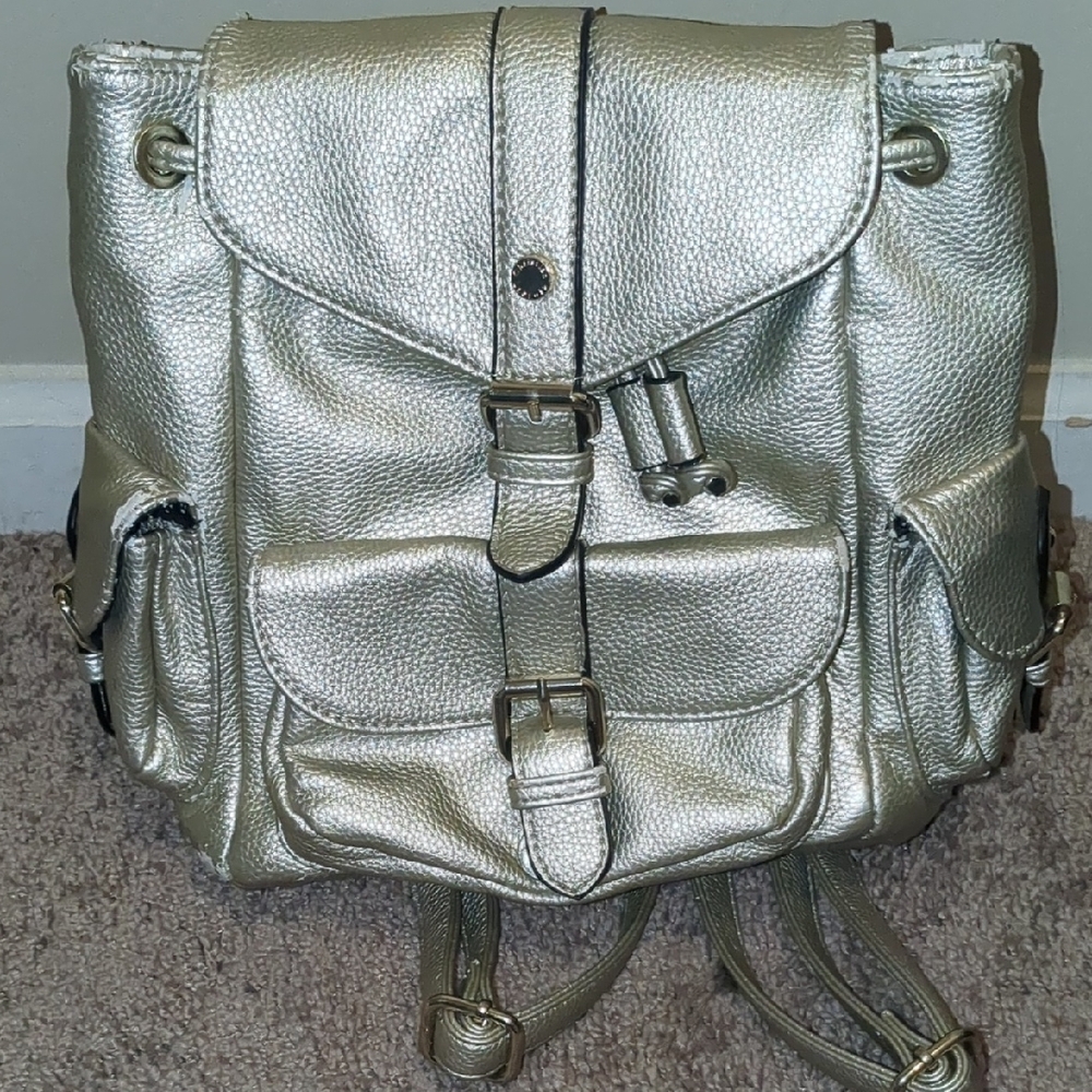 Metallic Silver Backpack